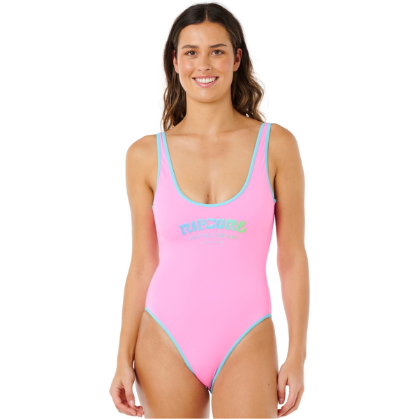2026 Rip Curl Womens Surf Puff 1 Piece Swimsuit 0NWWSW - Light Pink